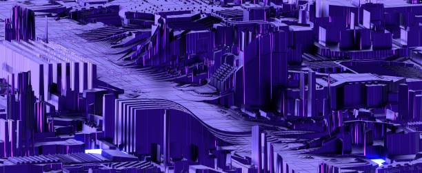 istock Futuristic glowing neon metropolis of future background 1448814784