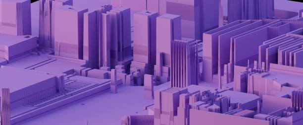 istock Purple futuristic minimalistic city background 1448814966