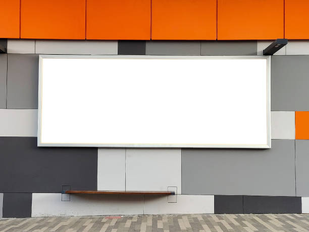 Street horizontal advertising banner on the wall with clean white template for inserting text or image