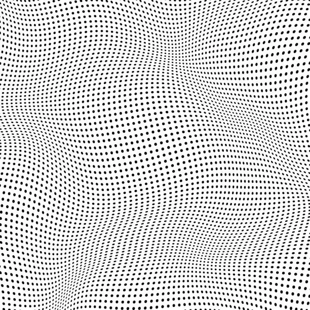 Vector illustration of Dotted distorted 3D surface