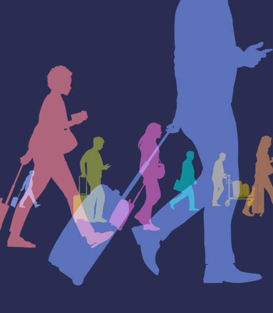 Business Travellers in Airport vector art illustration