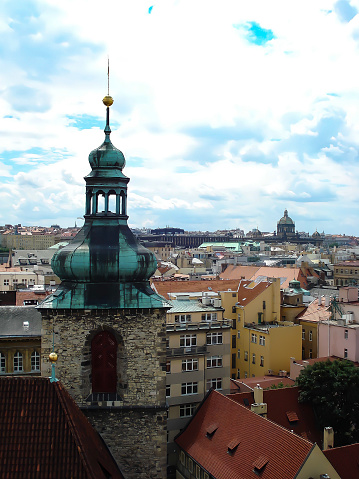 Skyline of Prague, Czech Republic. Beautiful view with colorful buildings