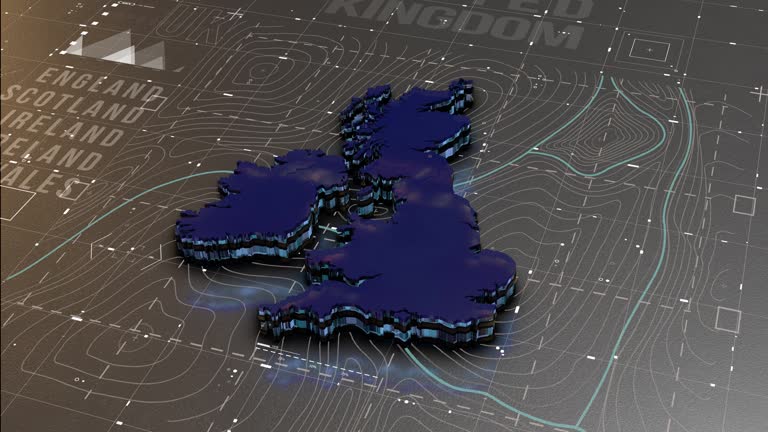 United Kingdom map Digital background Loop 4k