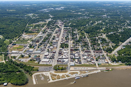 Aerial View of Hannibal, Missouri, USA