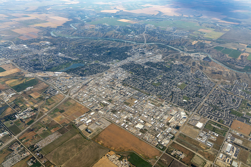 Aerial view of Lethbridge, Alberta, Canada