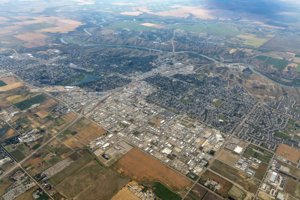 Lethbridge, Alberta, Canada Aerial view of Lethbridge, Alberta, Canada lethbridge alberta stock pictures, royalty-free photos & images