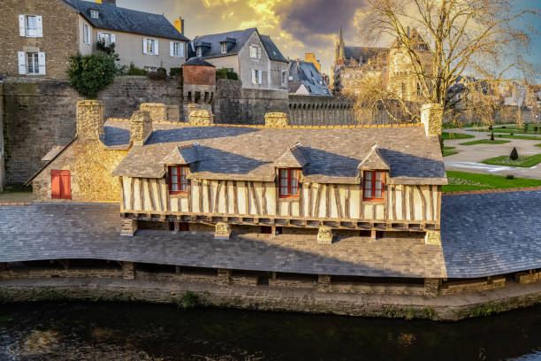 Vannes, medieval city in Brittany, old wash house in the ramparts garden