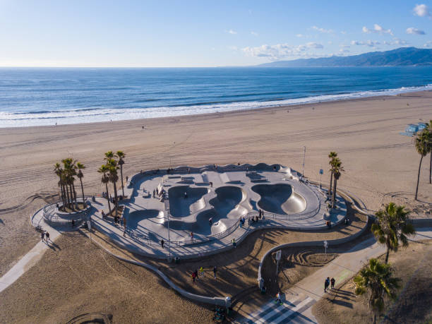 istock Venice Beach Skatepark Aerial View 1448857129