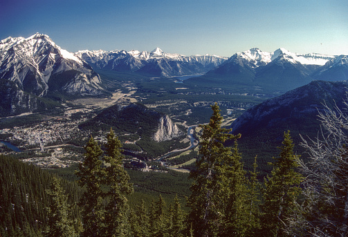 Banff National Park - View from Sulphur Mountain Panorama - 1985. Scanned from Kodachrome 25 slide.