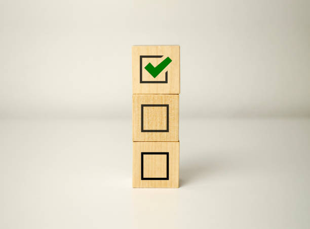 istock Checklist concept, wooden blocks cubes with icon 1448867860