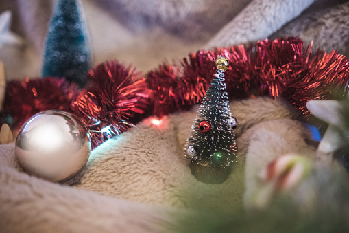 Cozy, warm-looking Christmas setting with all the ornaments in its right place