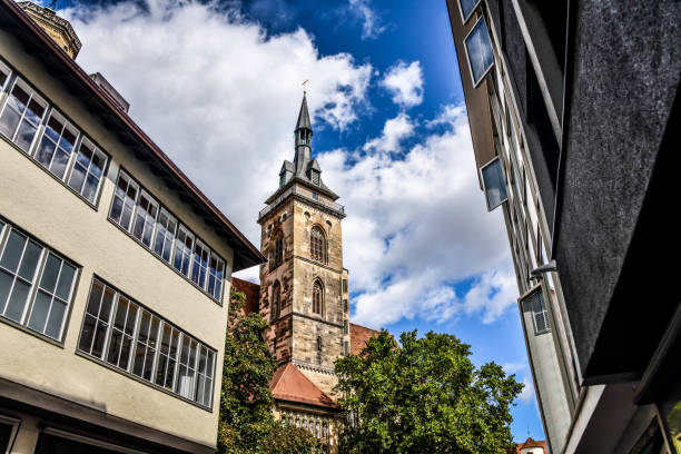 Low Angle View Of Buildigns Around Stiftskirche In Stuttgart, Germany