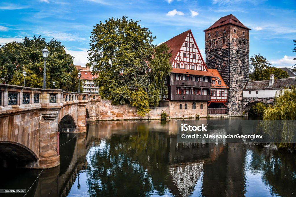 Scenic View Of Old Town And Hangman's Bridge Over Pegnitz River In Nuremberg, Germany Germany Stock Photo