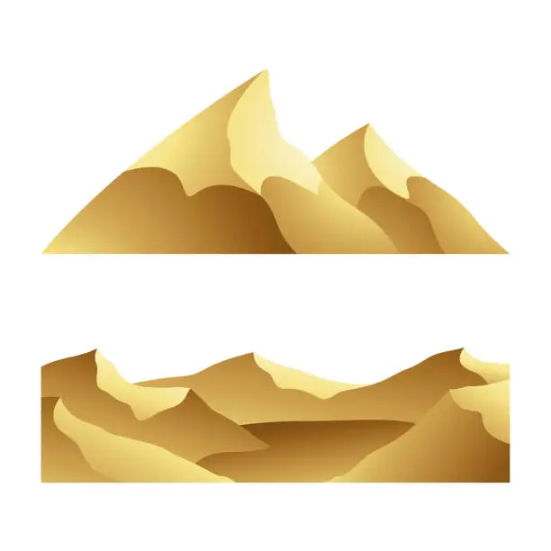 Vector illustration of Golden Mountains on a White Background