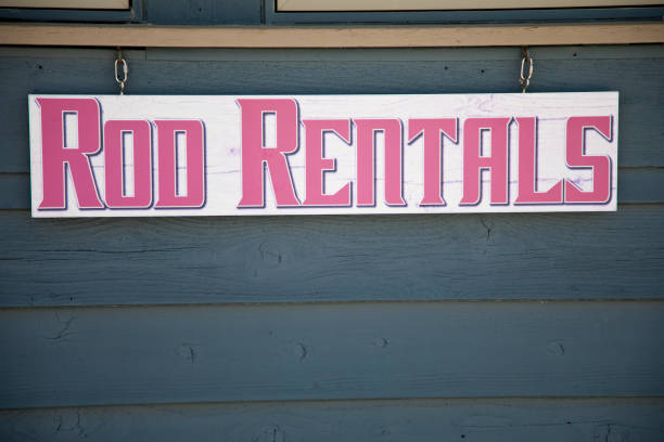 istock Rod Rental sign at the beach 1448875001