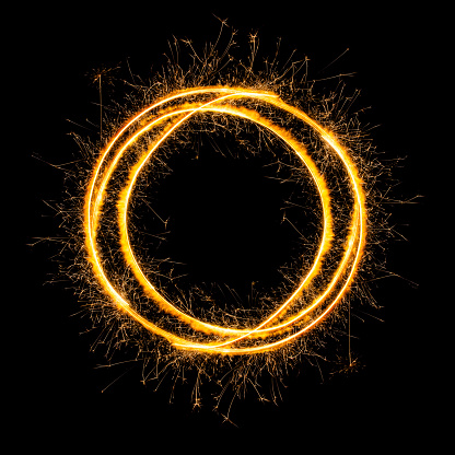 abstract fire flames with sparks on a black background