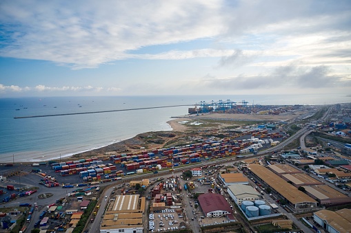 A bird's eye view of the Tema port in Ghana