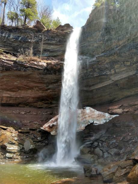 istock View upwards of a waterfall 1448885714