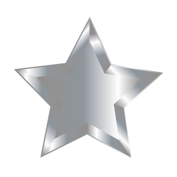 リアルなメタリックシルバーの五芒星アイコン - symbol star shape computer icon silver点のイラスト素材／クリップアート素材／マンガ素材／アイコン素材