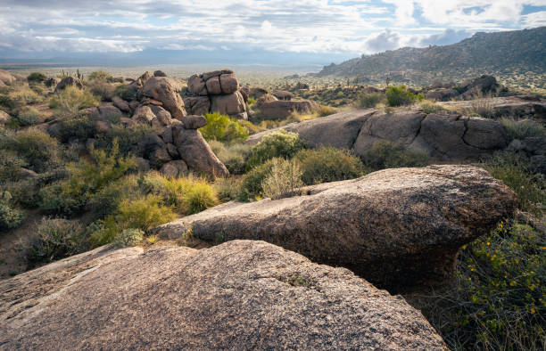 istock Massive boulders illuminated by morning light at Marcus Landslide in The McDowell Mountains 1448889325
