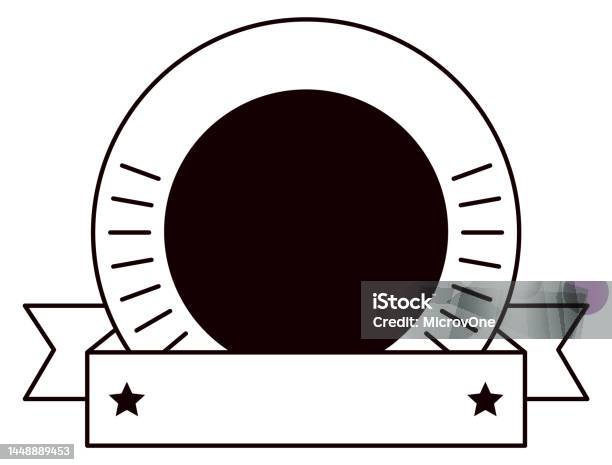 Soft Rounded Emblem Round Emblem Black Line Template Premium Badge Isolated On White Stock ...