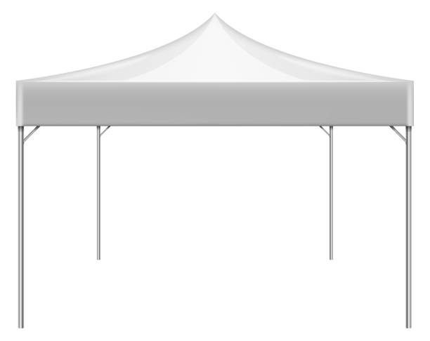 istock Outdoor event tent mockup. White blank shade isolated on white 1448889491
