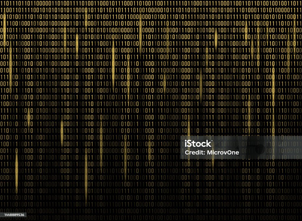 Binary Code Background Yellow Program Code In Matrix Style Vector Stock ...