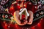 Christmas gingerbread in children's hands