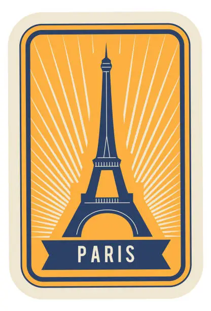 Vector illustration of Paris vintage postmark. France postal or travel label