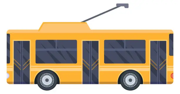 Vector illustration of Trolley bus icon. Urban passenger transport side view