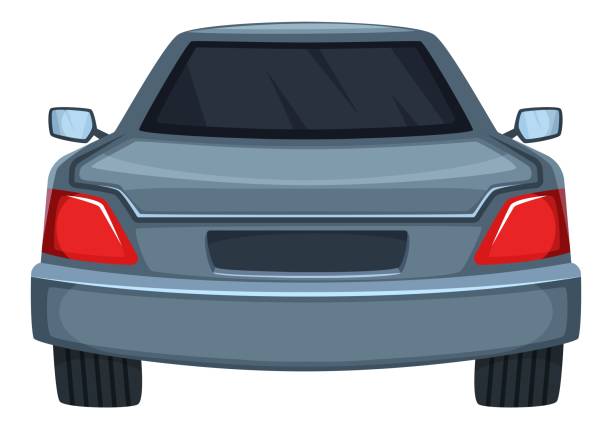 istock Gray sedan rear view. Car cartoon icon 1448898100