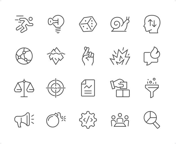 リスク管理アイコンセット。編集可能なストロークの太さ。ピクセルパーフェクトアイコン。 - threats点のイラスト素材／クリップアート素材／マンガ素材／アイコン素材