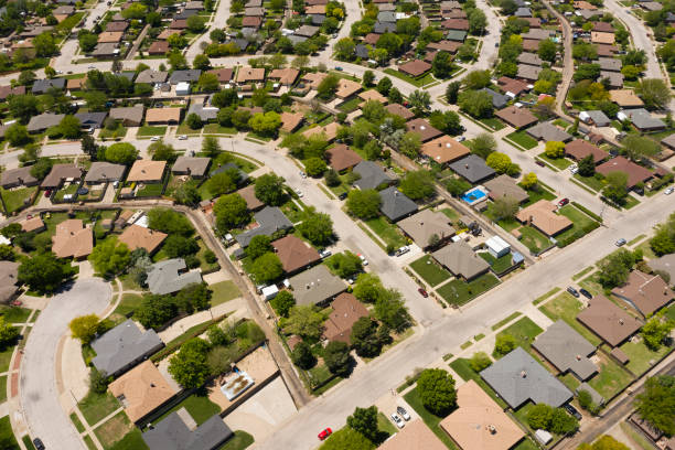 Aerial View of Residential Houses stock photo