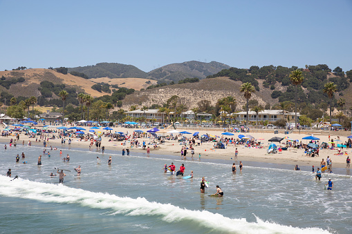 Crowd of people at Avila Beach, San Luis Obispo County, California