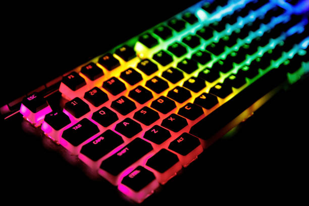 istock RGB gaming mechanical keyboard with colorful led keys. 1448907438