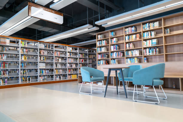 istock Library reading area tables and chairs 1448910412