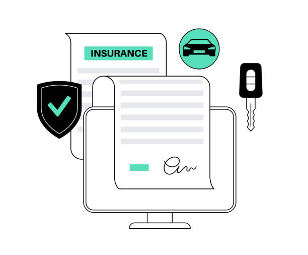 autoversicherung online - auto accidents symbol insurance computer icon stock-grafiken, -clipart, -cartoons und -symbole