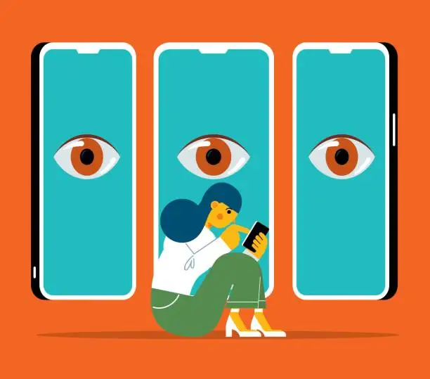Vector illustration of Spying Smart Phone