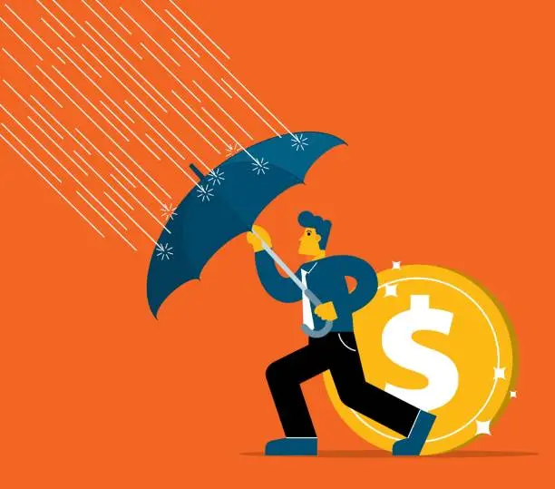 Vector illustration of money protection - Businessman