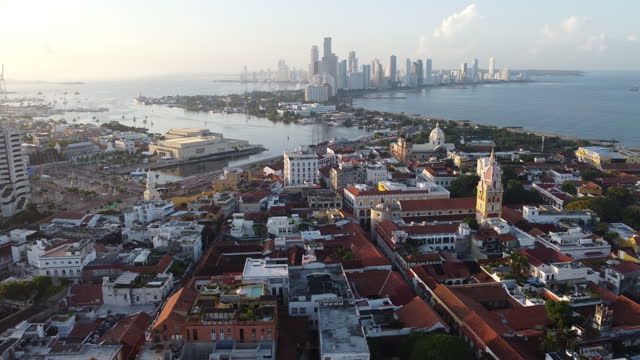 Aerial view of Old town district in Cartagena Colombia