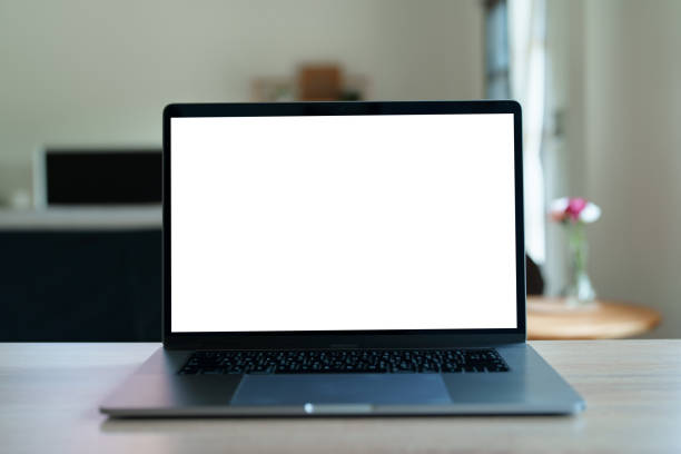 istock White screen laptop computer that can bring messages or advertising media to put 1448929982