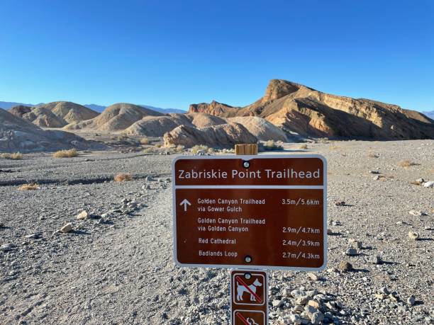 istock Zabriskie point trailhead sign at Death Valley  National Park. 1448932308