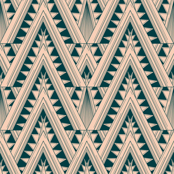 Art Deco 1920s Geometric Triangle Seamless Patterns vector art illustration