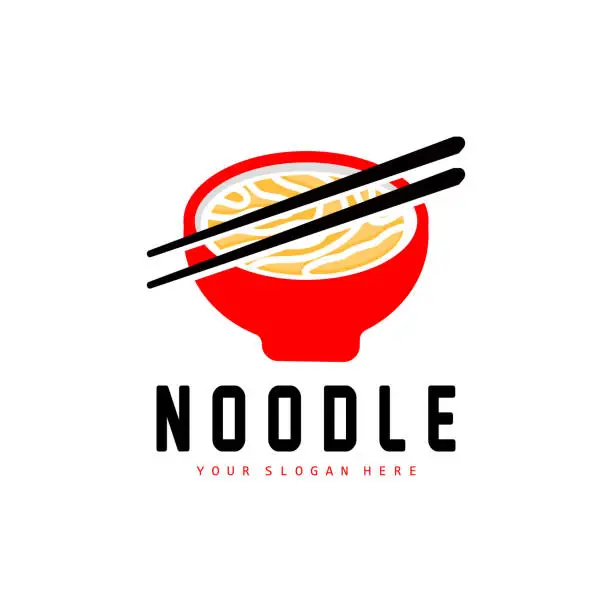 Vector illustration of Noodle Logo, Ramen Vector, Chinese Food, Fast Food Restaurant Brand Design, Product Brand, Cafe, Company Logo