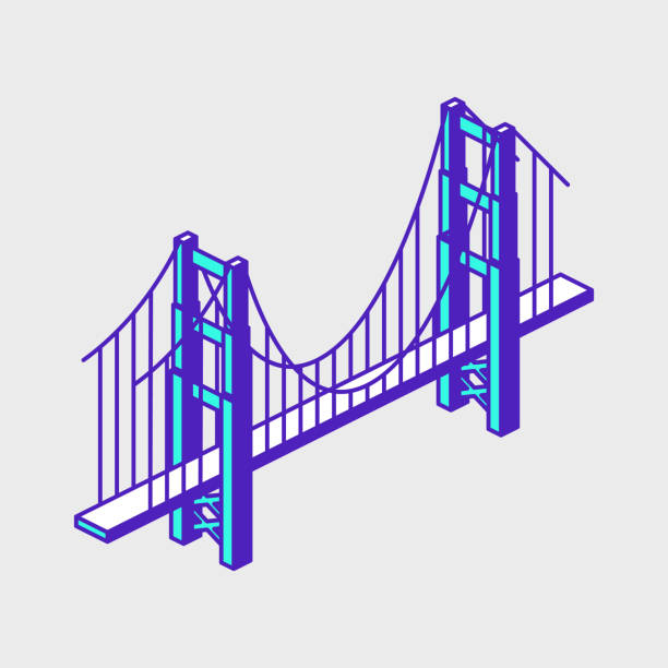 ilustrações, clipart, desenhos animados e ícones de ponte golden gate ponte isométrica - golden gate bridge bridge san francisco county vector