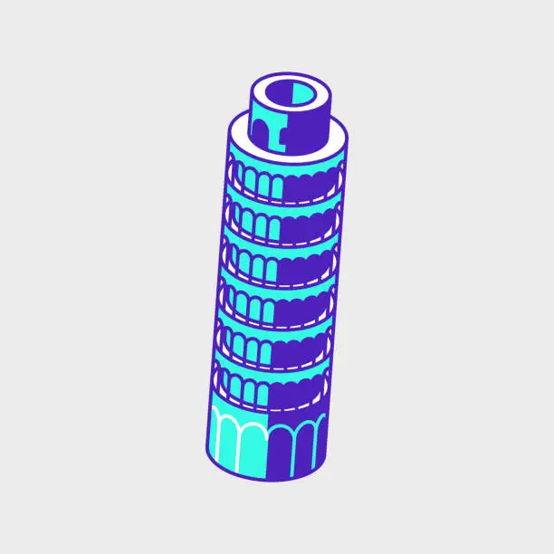 Vector illustration of Leaning Tower of Pisa isometric