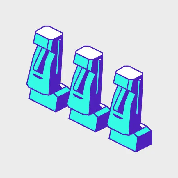 Vector illustration of Easter Island Moai isometric