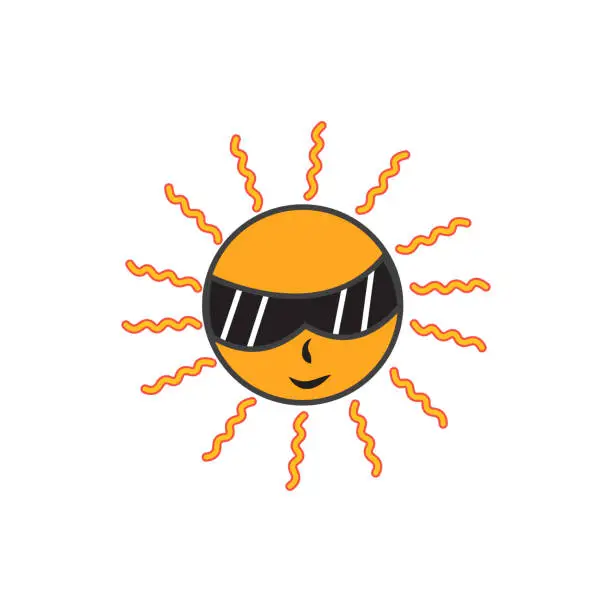 Vector illustration of Illustration vector graphic of Sun with sunglasses smiling icon