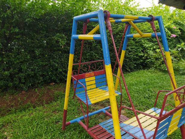 istock Colorful swing, children's playground 1448965327