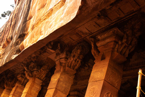 istock Ancient decorated pillars of Badami caves 1448965671
